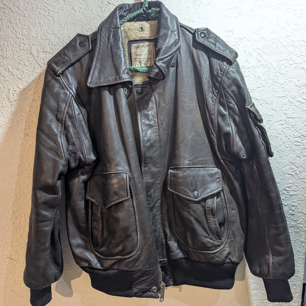 Brown Bomber Jacket with Ribbed Waistband